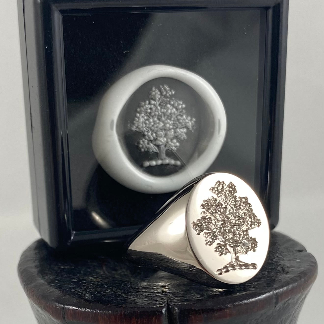 Family Crest Surface Engraved 16mm x 13mm - 9 Carat White Gold Signet Ring