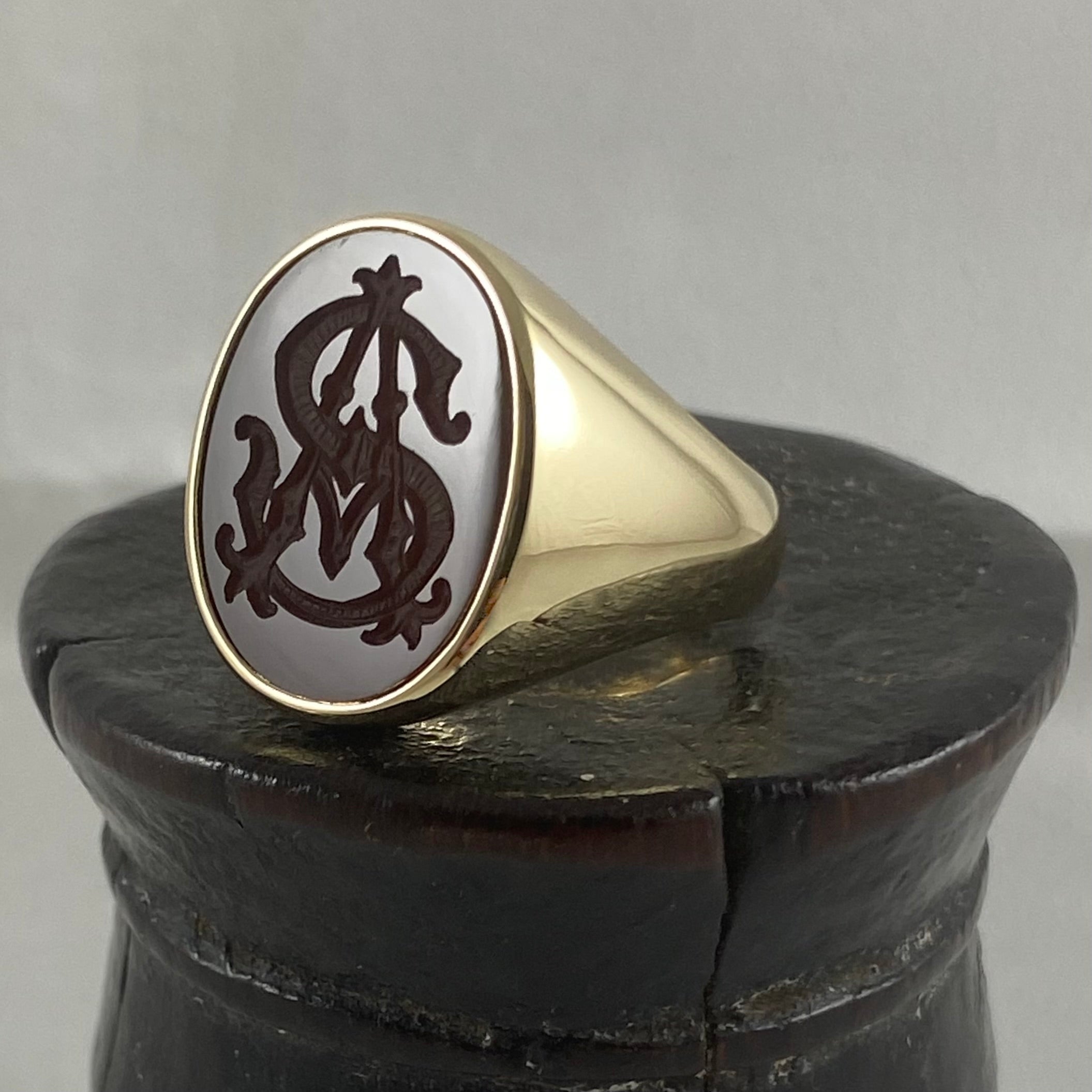 Carnelian Custom Made 18mm x 16mm - 9 Carat Yellow Gold Signet Ring