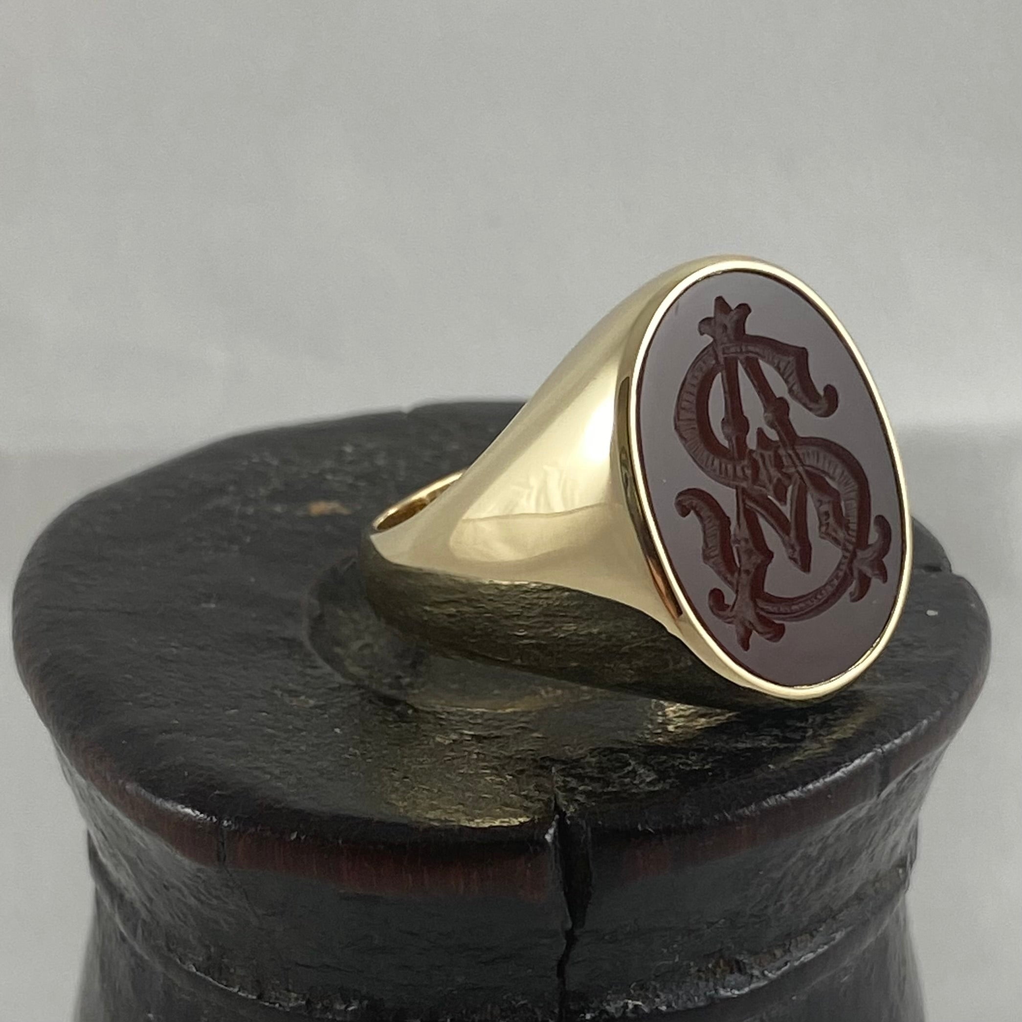 Carnelian Custom Made 18mm x 16mm - 9 Carat Yellow Gold Signet Ring