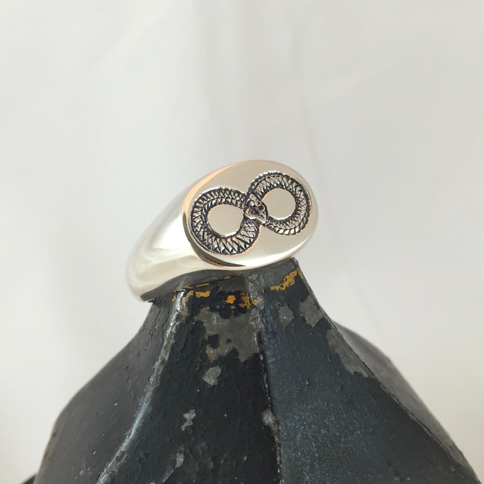 Totem Engraved 16mm x 13mm - 9 Carat White Gold Signet Ring