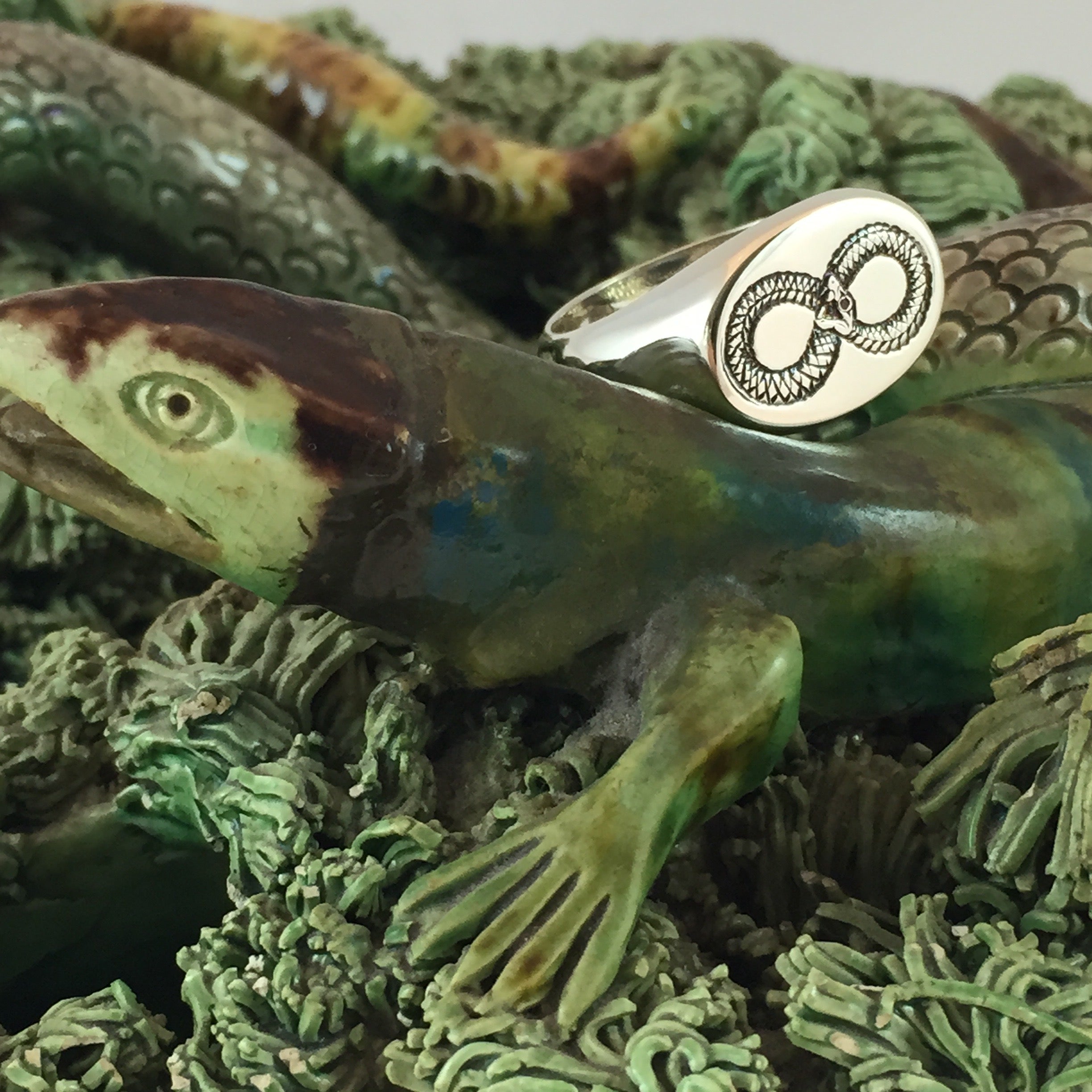 Totem Engraved 16mm x 13mm - 9 Carat White Gold Signet Ring