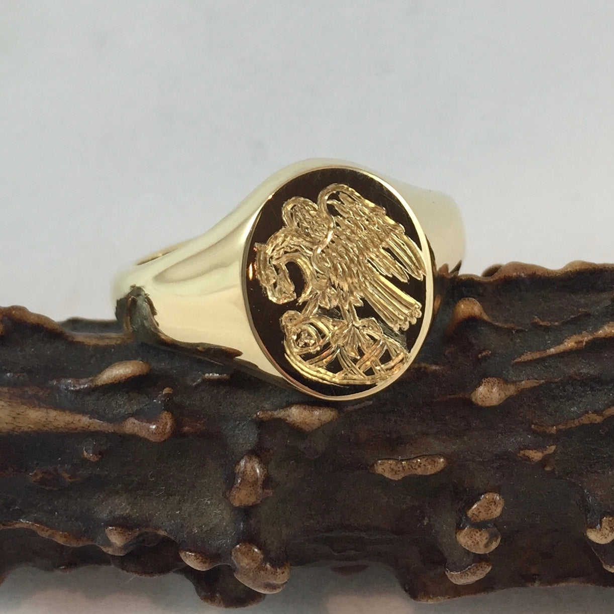 Family Crest Engraved 13mm x 11mm - 18 Carat Yellow Gold Signet Ring