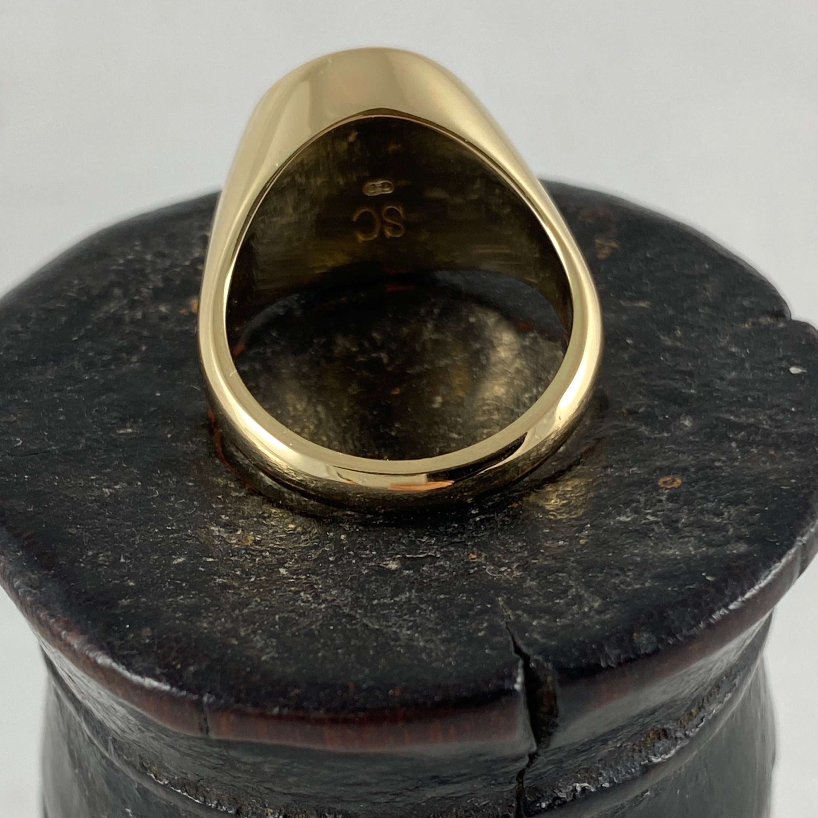 Seal Engraved Onyx Custom Made 14mm x 12mm - 9 Carat Yellow Gold Signet Ring