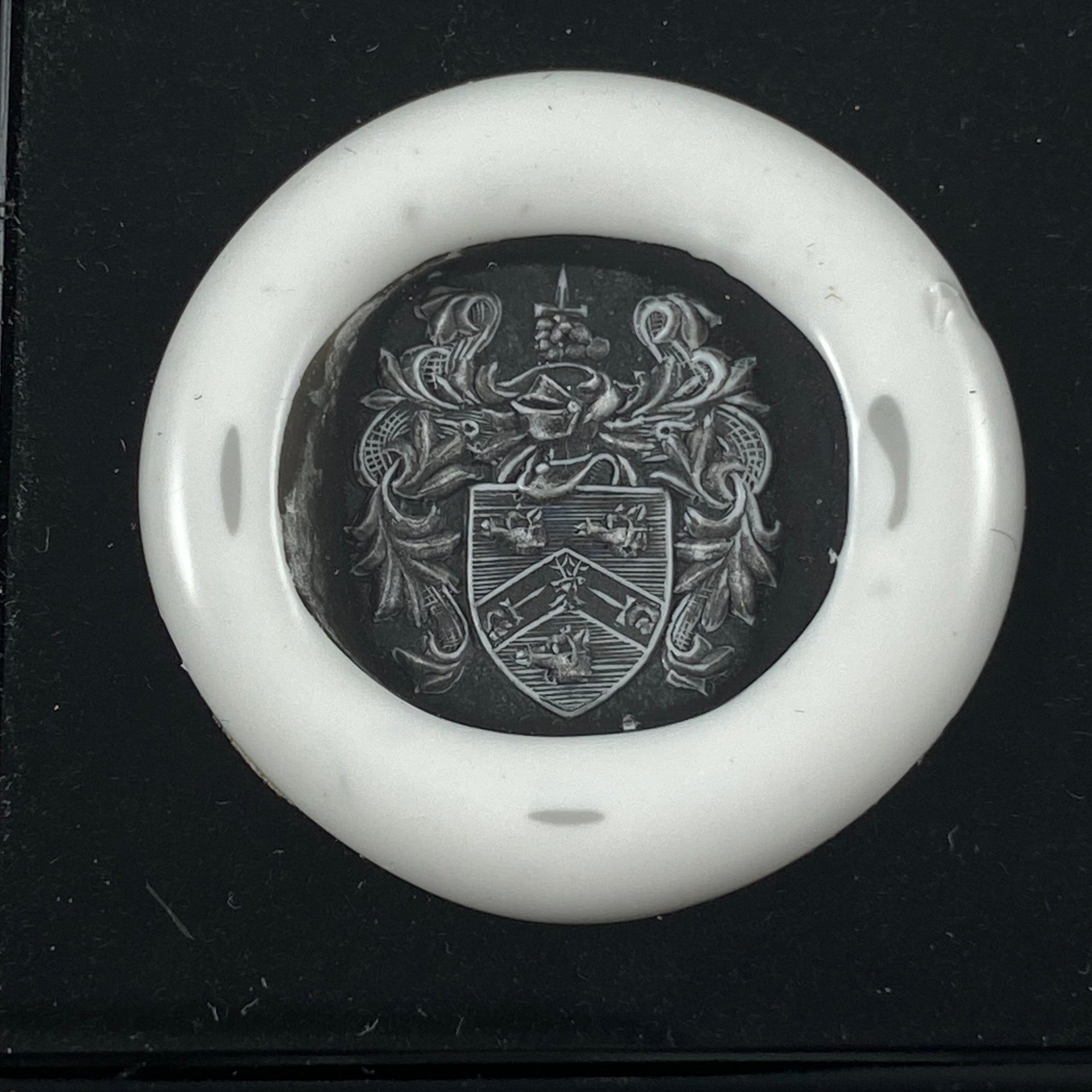 Family Coat of Arms Seal Engraved 14mm x 13mm - Sterling Silver Signet Ring