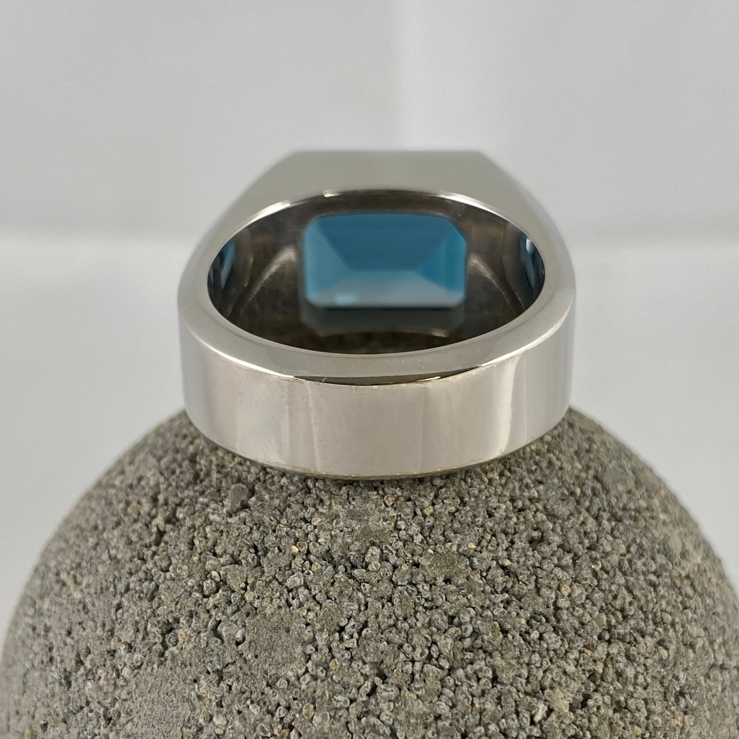 White Gold and Topaz Custom Made 16mm x 13mm - 9 Carat White Gold Palladium Signet Ring