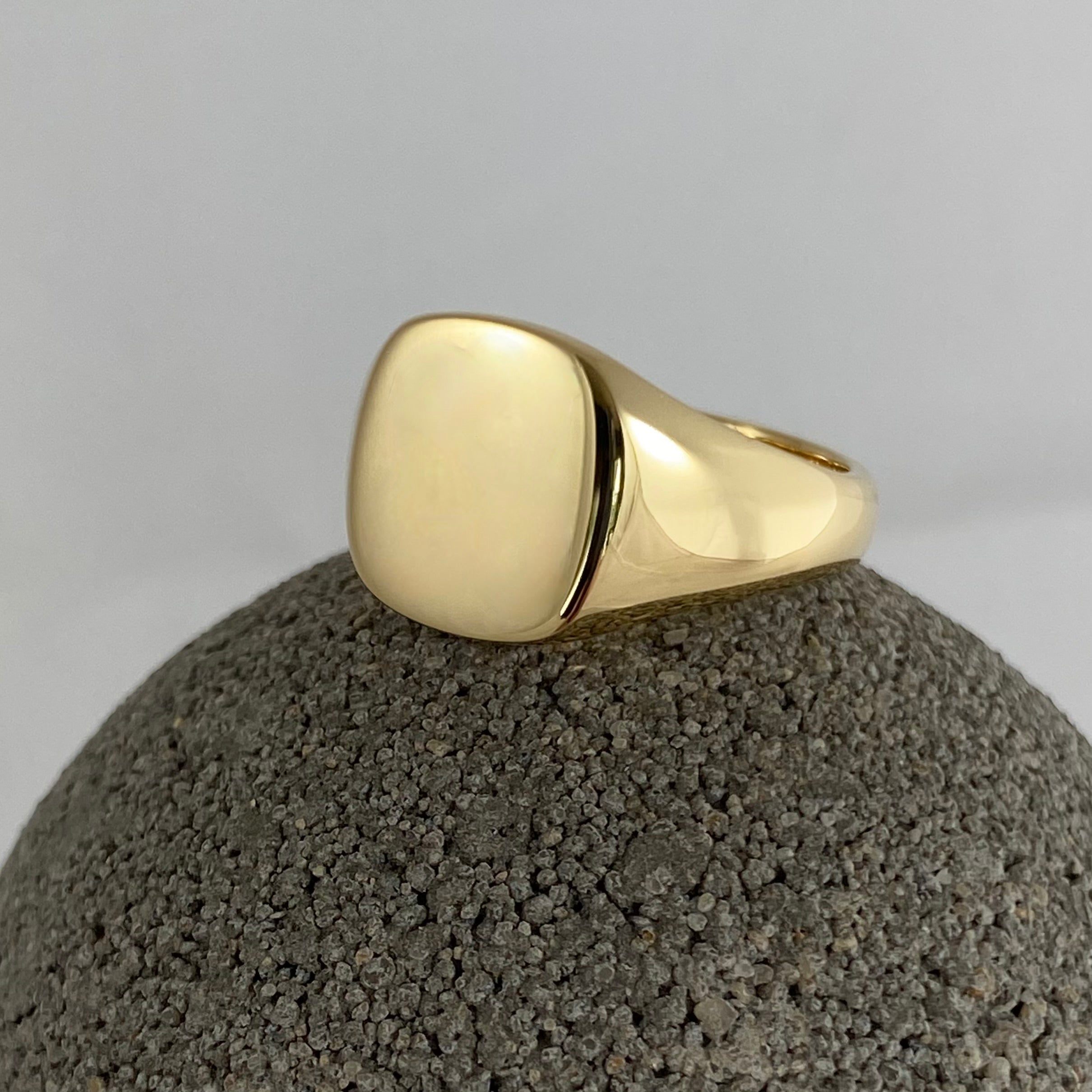 Cushion 12mm x 11mm - 9 Carat Yellow Gold Signet Ring