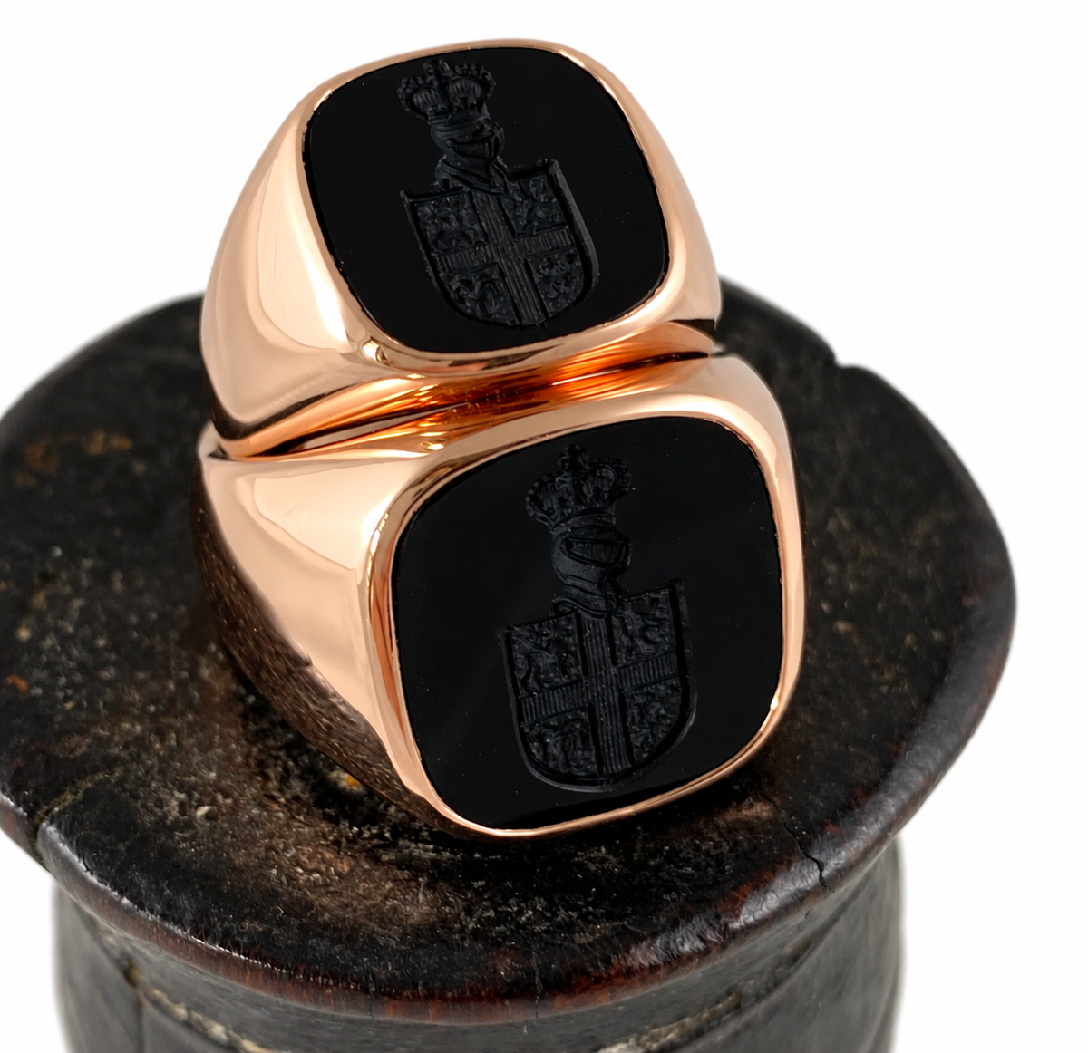 Seal Engraved Bloodstone Custom Made 13mm x 13mm - 9 Carat Rose Gold Signet Ring