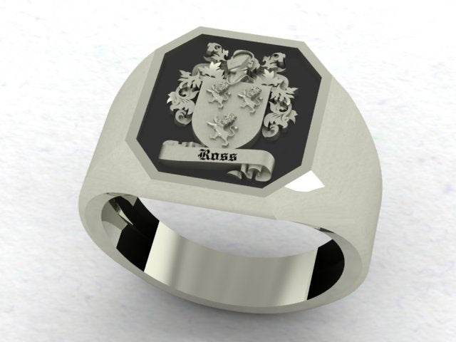 Family Coat of Arms CAD Crafted 16mm x 14mm - 9 Carat White Gold Palladium