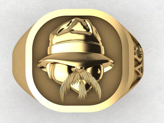 Cushion Shape CAD Designed 16mm x 16mm - 9 Carat Yellow Gold Signet Ring