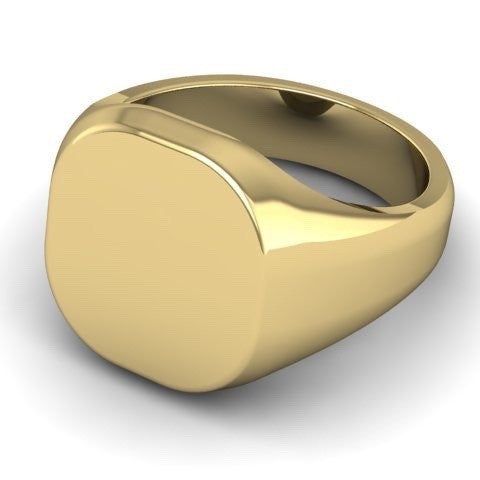 Cushion 12mm x 11mm - 18 Carat Yellow Gold Signet Ring