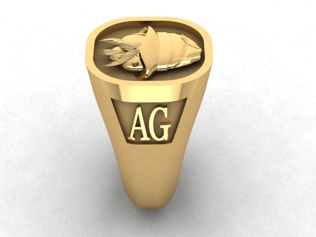 Cushion Shape CAD Designed 16mm x 16mm - 9 Carat Yellow Gold Signet Ring