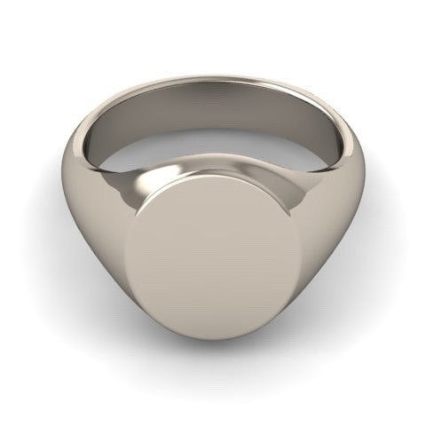 Classic Oval 14mm x 12mm - 9 Carat White Gold Signet Ring