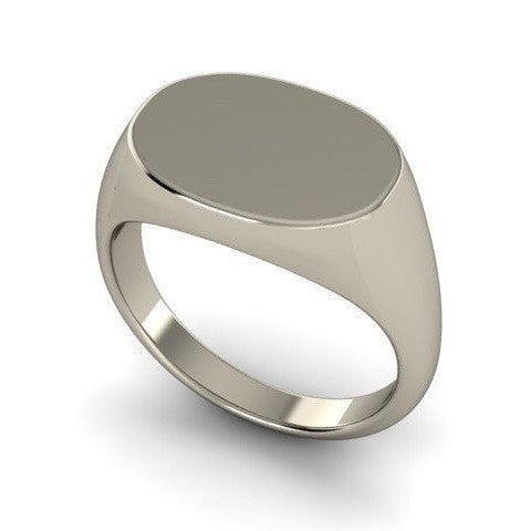 Oblong 15mm x 11mm - 18 Carat White Gold Signet Ring