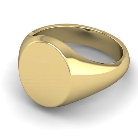 3 Initials Engraved 11mm x 9mm Oval - 9 Carat Yellow Gold Signet Ring