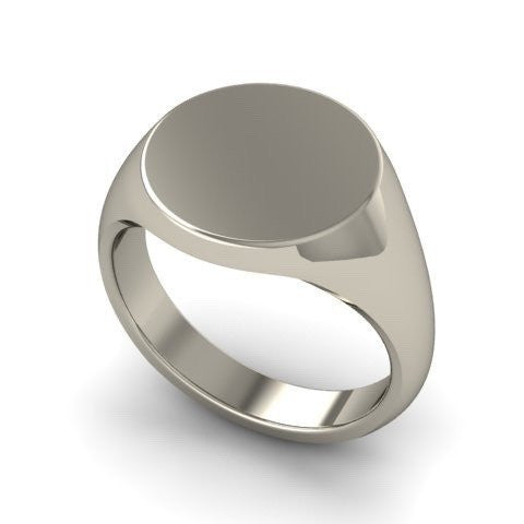 Round 11mm - 9 Carat White Gold Signet Ring