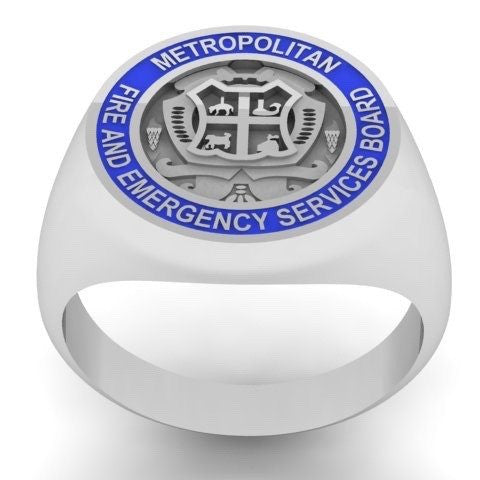 MFS Custom Made 15mm Round - 9 Carat White Gold/Resin Signet Ring