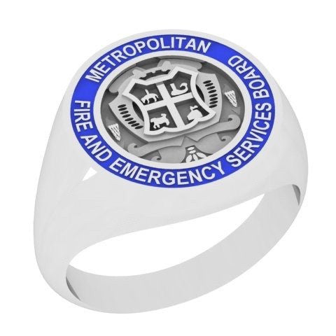 MFS Custom Made 15mm Round - 9 Carat White Gold/Resin Signet Ring