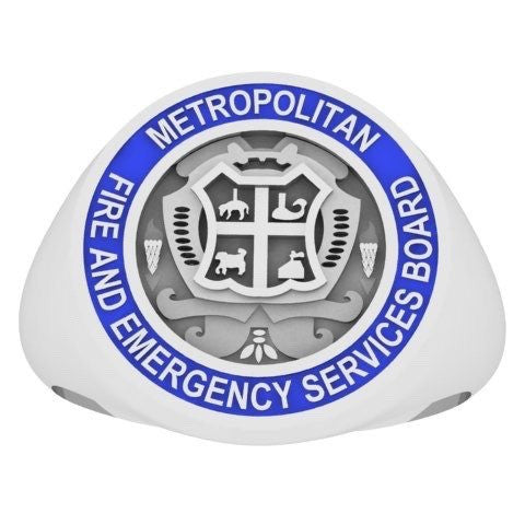 MFS Custom Made 15mm Round - 9 Carat White Gold/Resin Signet Ring