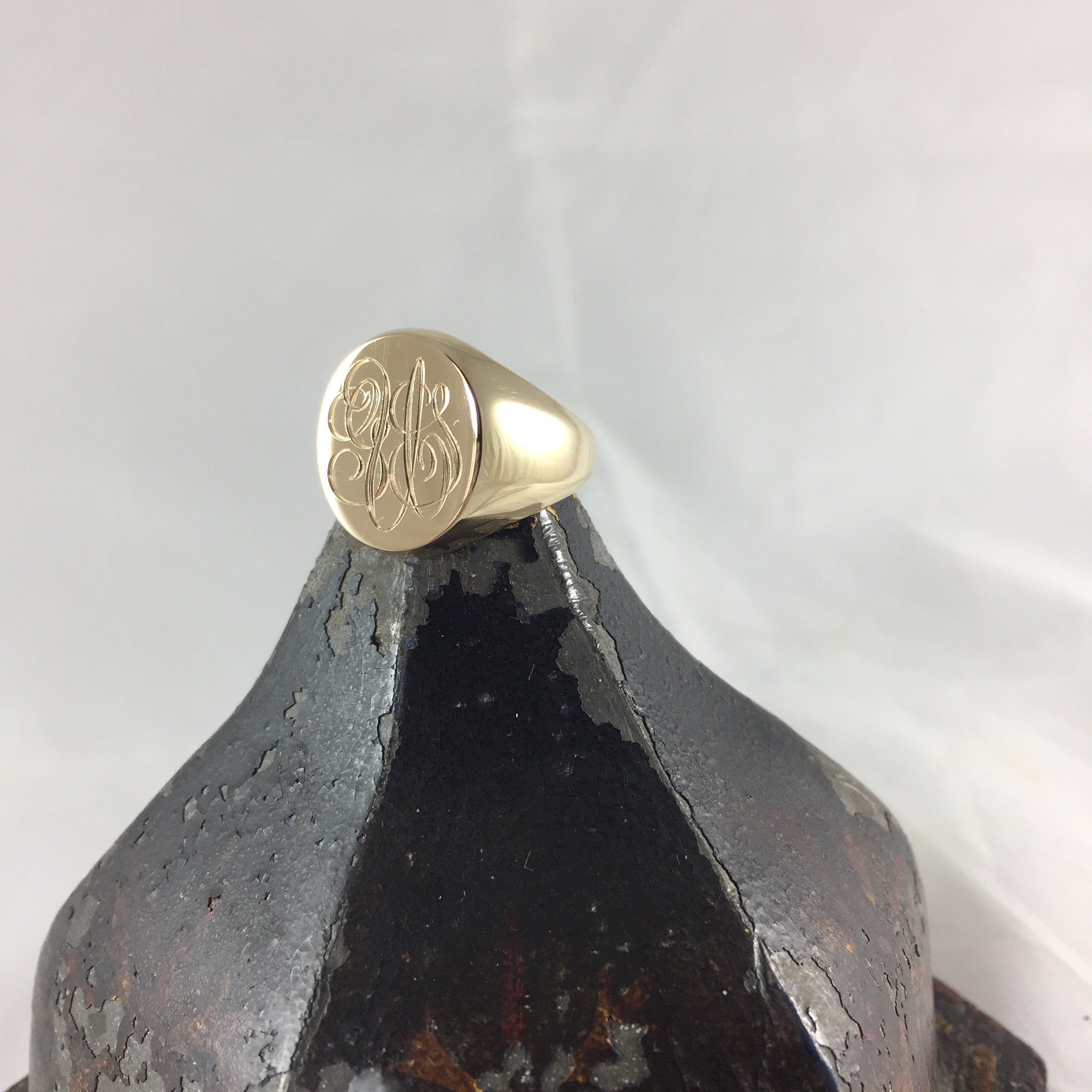 1 - 3 Initials Engraved 16mm x 13mm - 18 Carat Yellow Gold Signet Ring