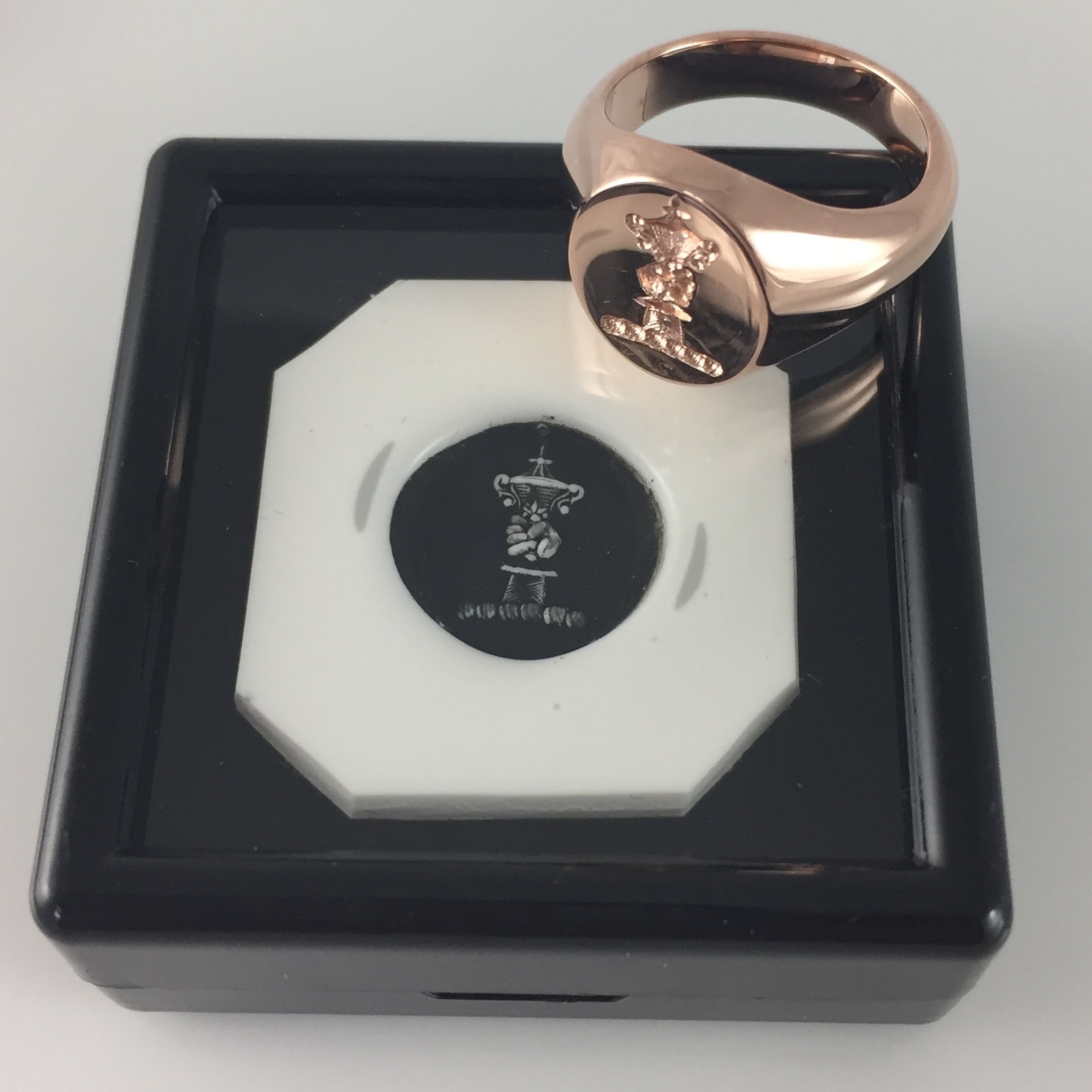 Family Crest Seal Engraved 11mm x 9mm - 9 Carat Rose Gold Signet Ring