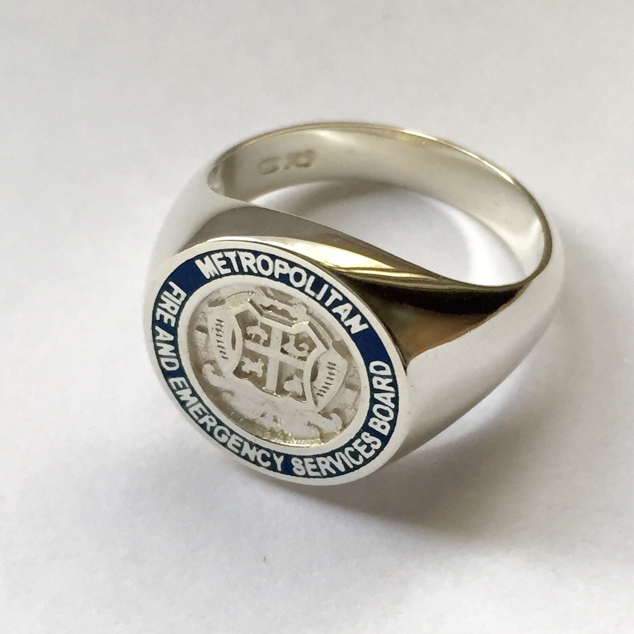 MFS Custom Made 15mm Round - 9 Carat White Gold/Resin Signet Ring