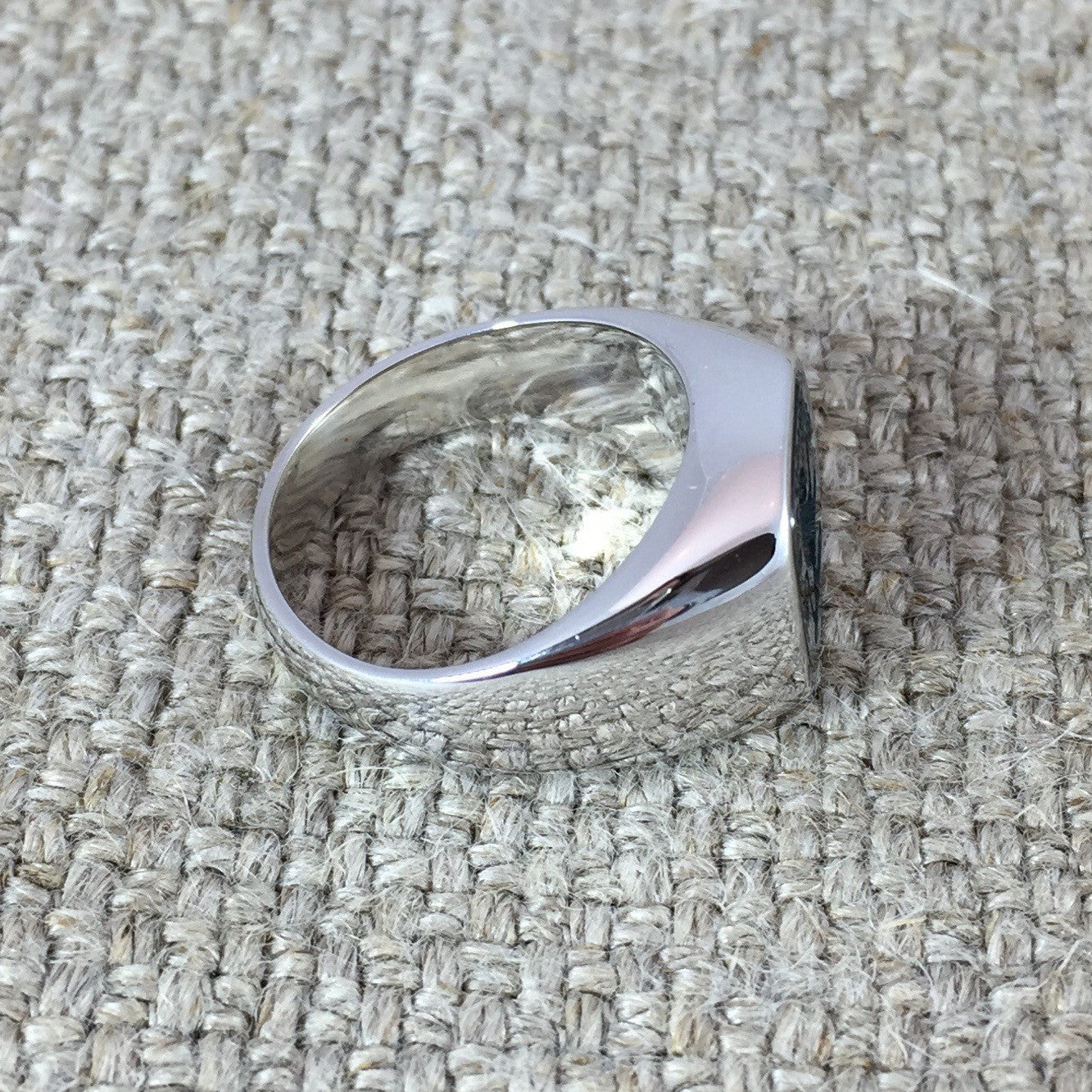 Seal Engraved Bloodstone Custom Made 12mm x 11mm - 9 Carat White Gold Signet Ring