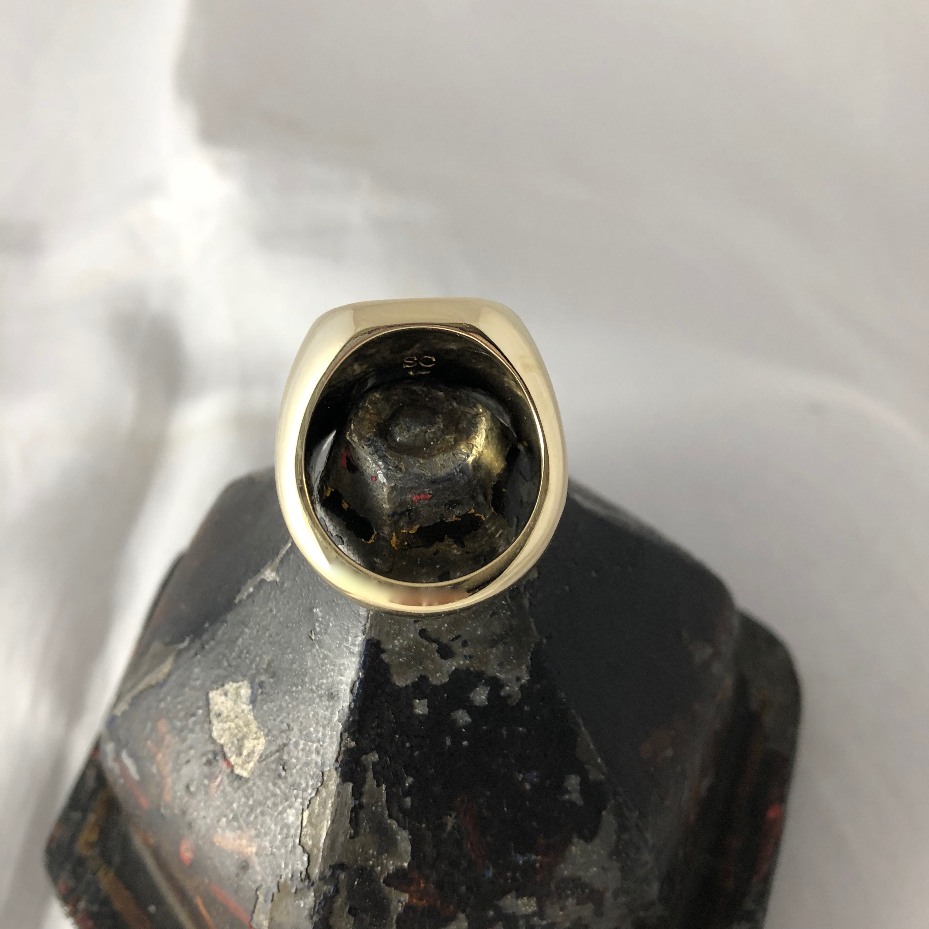 3 Initials Deep Engraved 18mm x 18mm - 9 Carat Yellow Gold Signet Ring