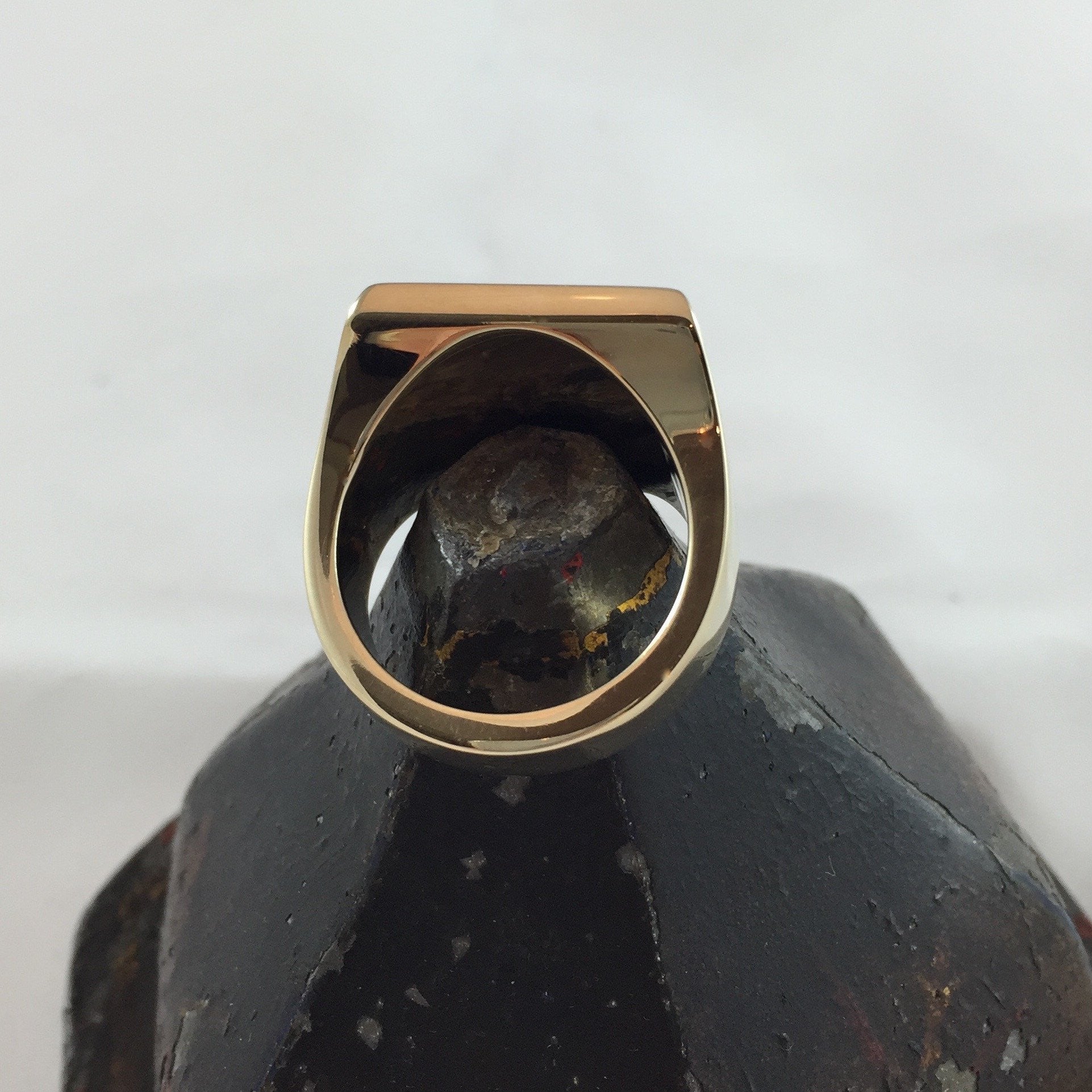 Large Shield Shape Deep Engraved 19mm x 23mm - 9 Carat Yellow Gold Signet Ring