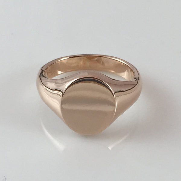 Classic Oval 13mm x 11mm - 9 Carat Rose Gold Signet Ring