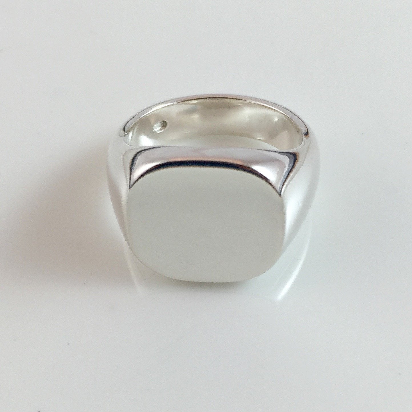 Cushion 16mm x 16mm - 9 Carat White Gold Signet Ring