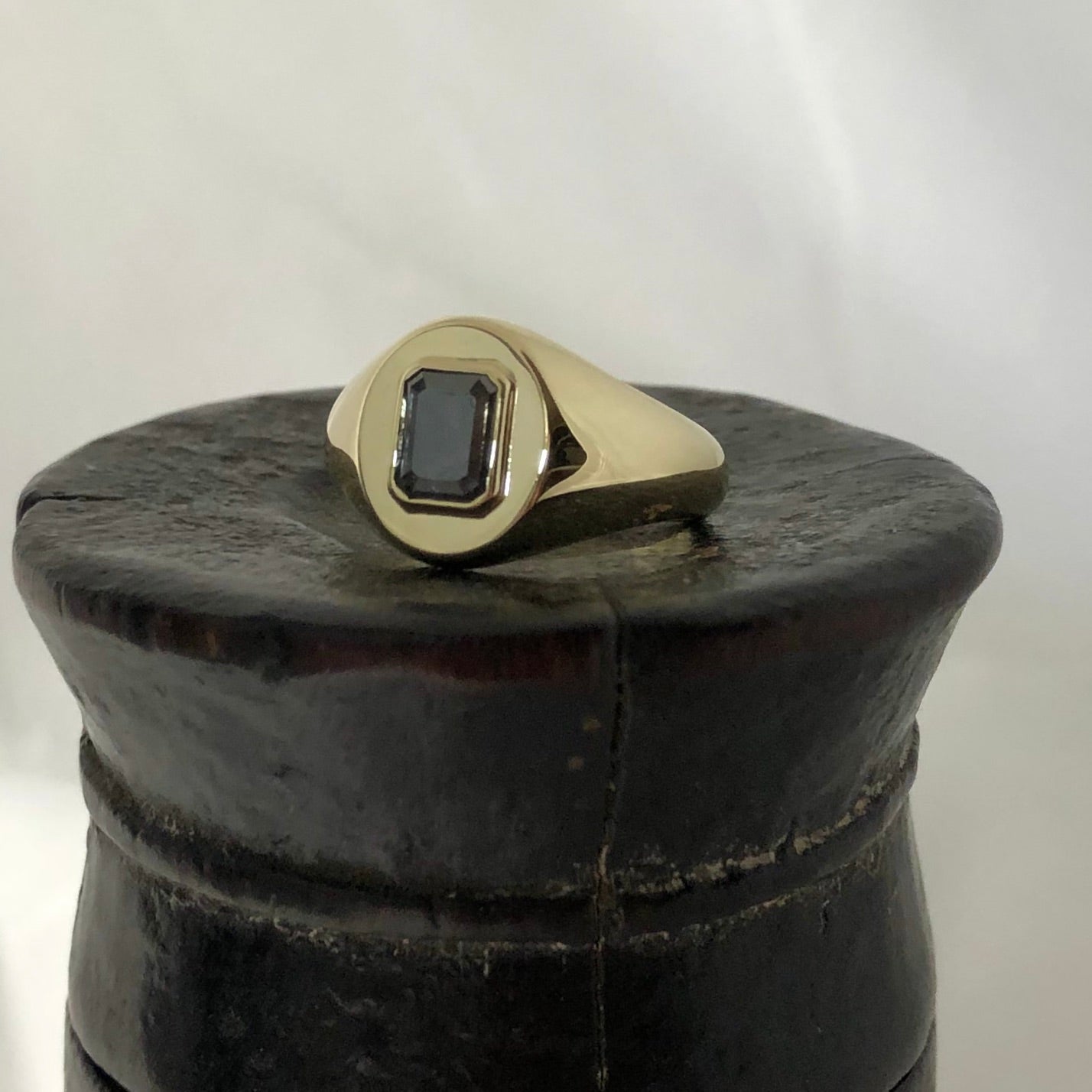 Salt and Pepper Diamond Set 11mm x 9mm Oval - 9 Carat Yellow Gold Signet Ring
