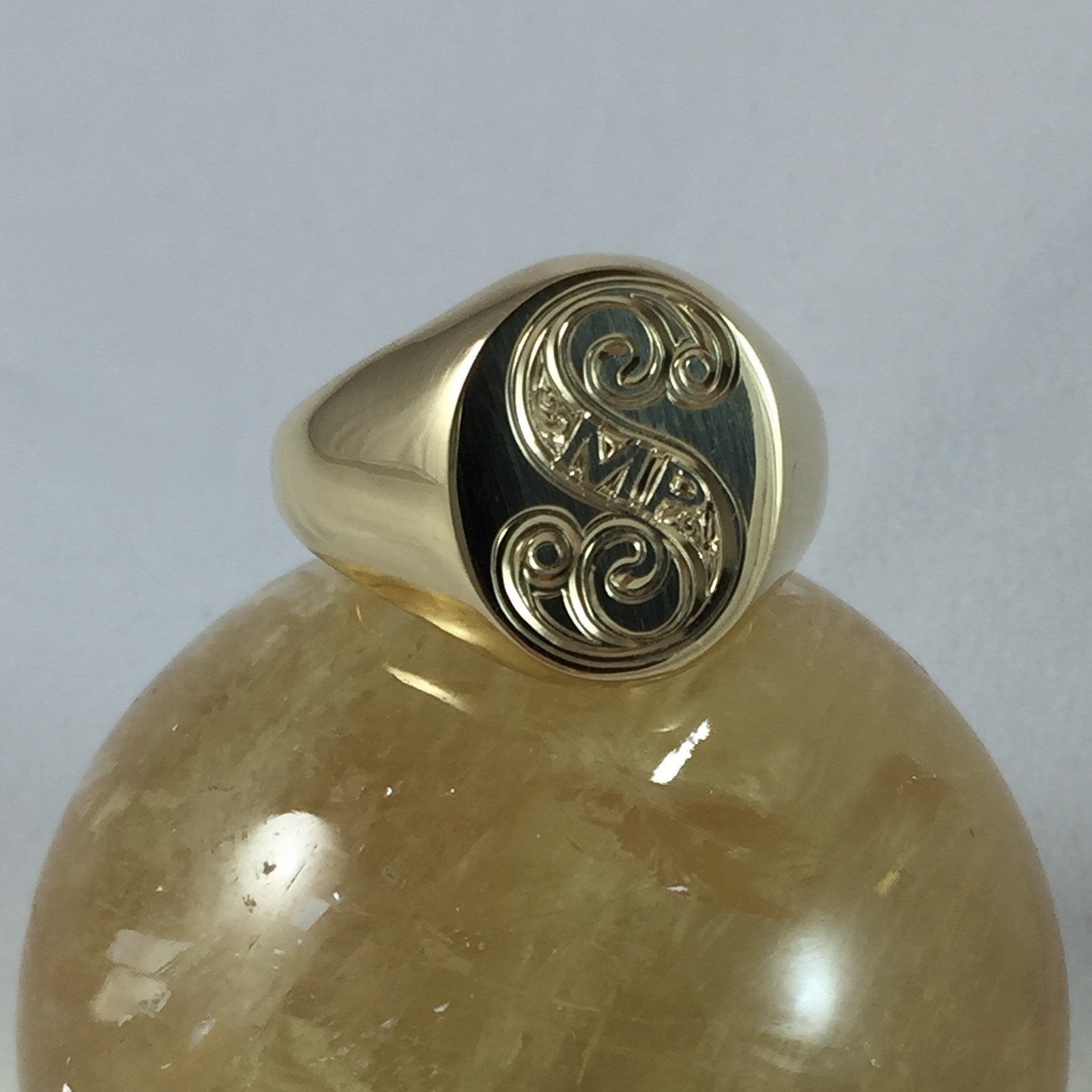 4 Initials Engraved 16mm x 13mm - 18 Carat Yellow Gold Signet Ring