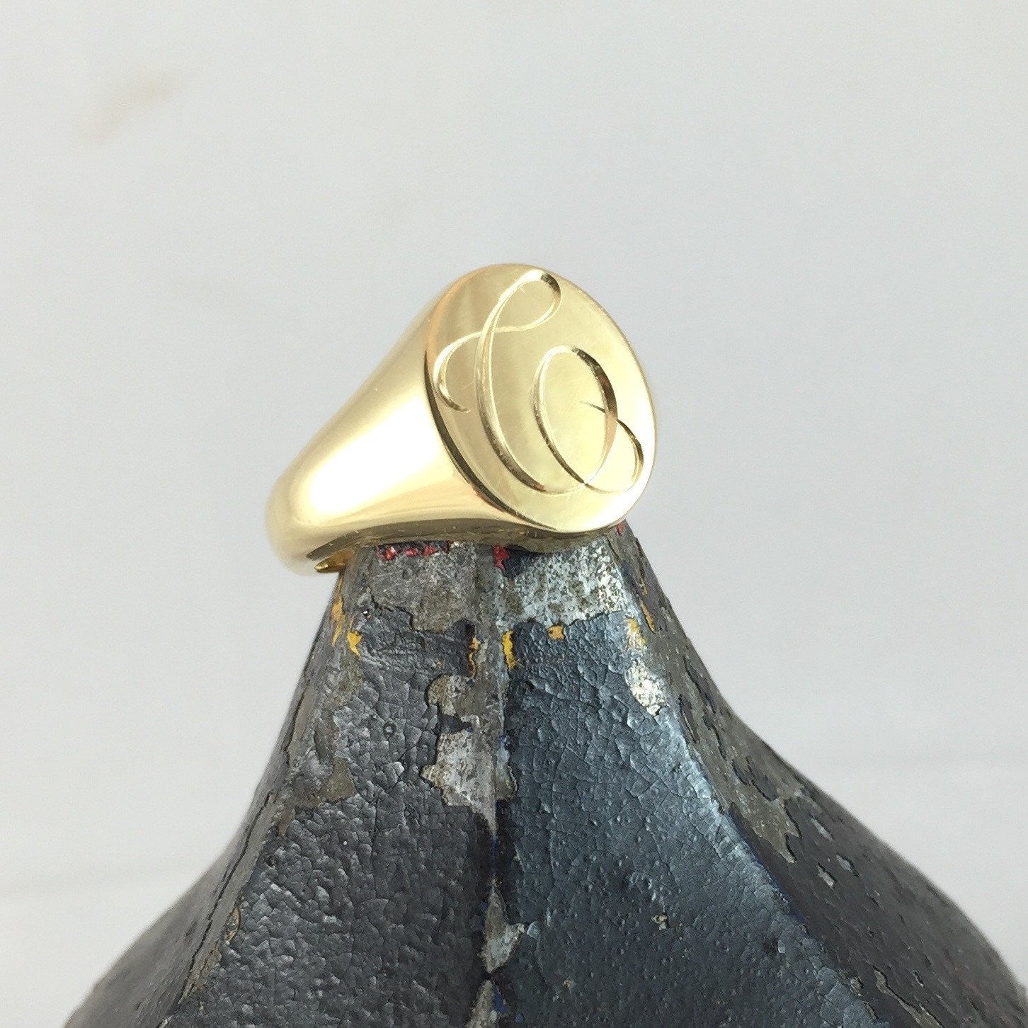 1-3 Initials Engraved 13mm x 11mm - 9 Carat Yellow Gold Signet Ring
