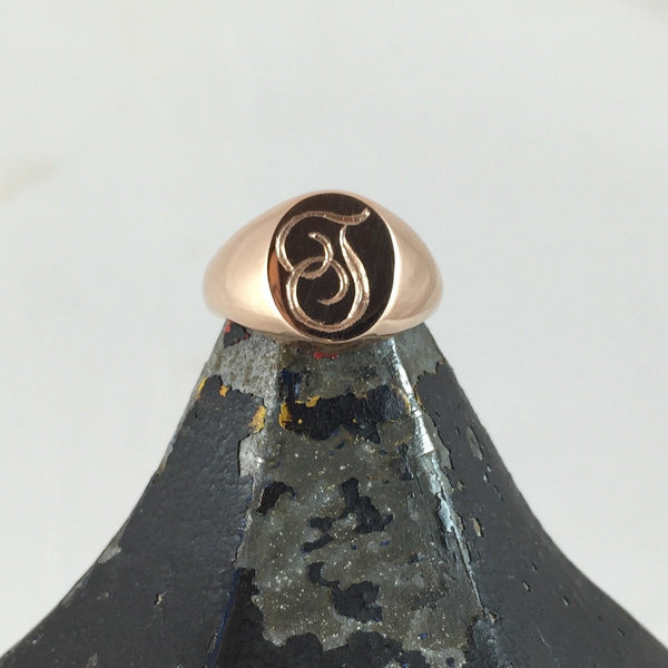 1-2 Initials Engraved  11mm x 9mm  -  9 Carat Rose Gold Signet Ring