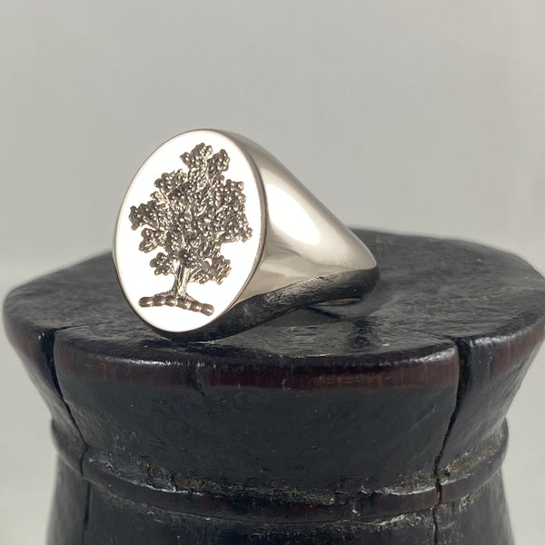Family Crest Surface Engraved 16mm x 13mm  -  9 Carat White Gold Signet Ring