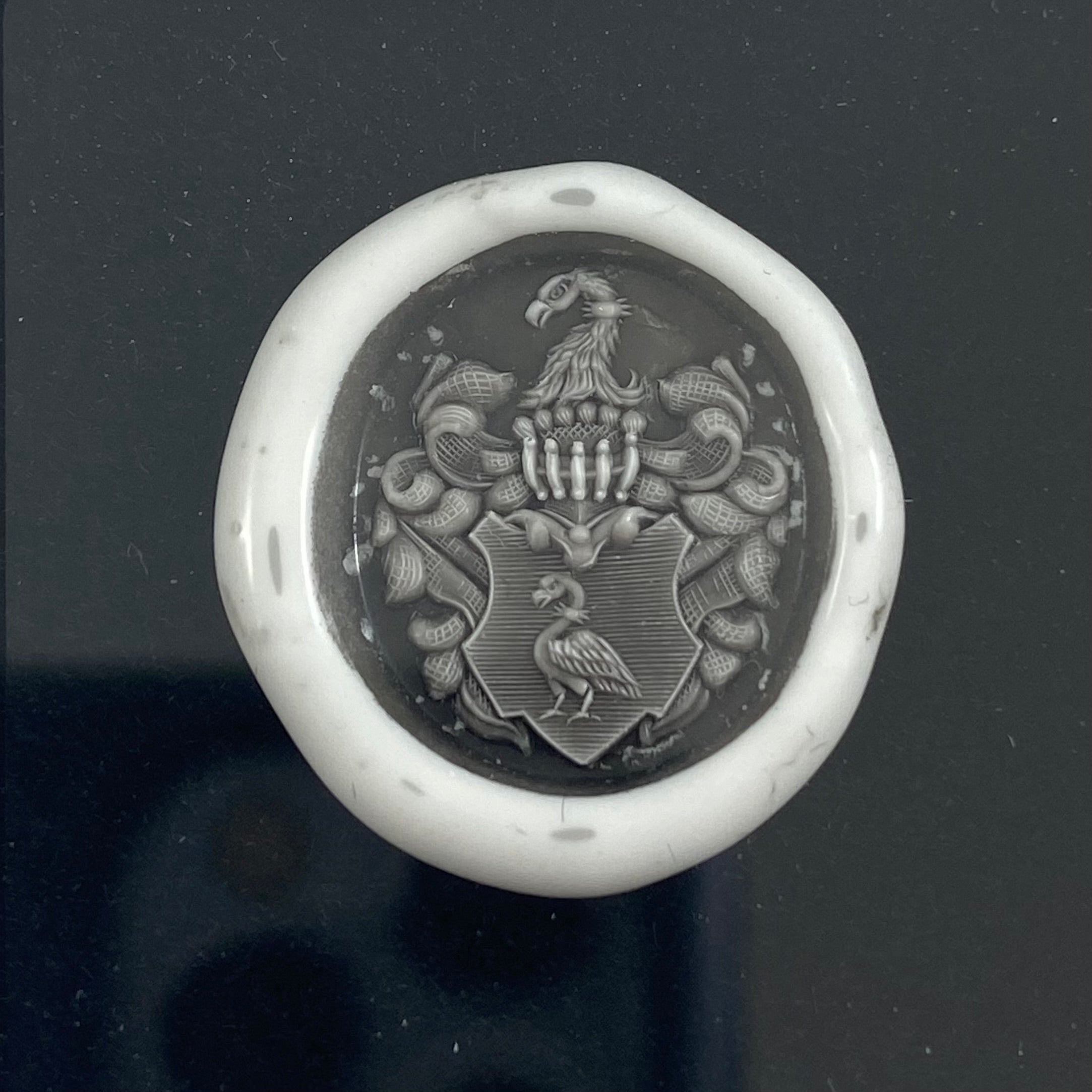 Family Coat of Arms Seal Engraved  14mm x 12mm -  18 Carat Yellow Gold Signet Ring
