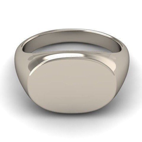 Oblong 15mm x 11mm  -  9 Carat White Gold Signet Ring