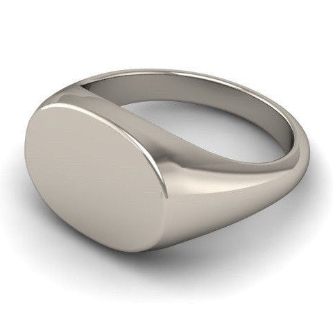 Oblong 15mm x 11mm  -  9 Carat White Gold Signet Ring