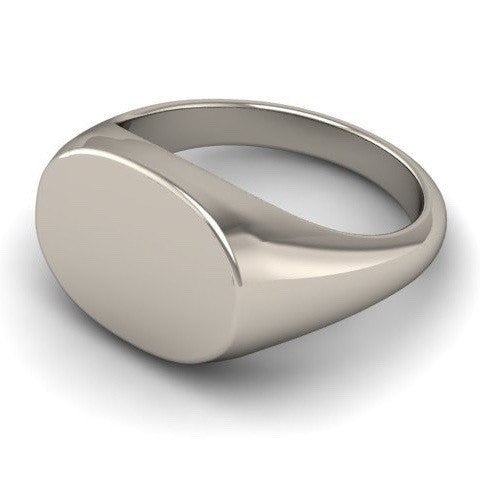 Oblong 15mm x 11mm  -  18 Carat White Gold Signet Ring