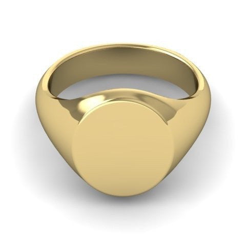 3 Initials Engraved  11mm x 9mm Oval  -  9 Carat Yellow Gold Signet Ring