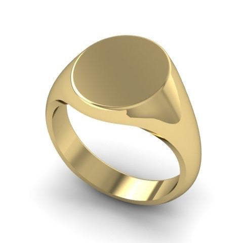 3 Initials Engraved 13mm x 11mm  -  9 Carat Yellow Gold Signet Ring