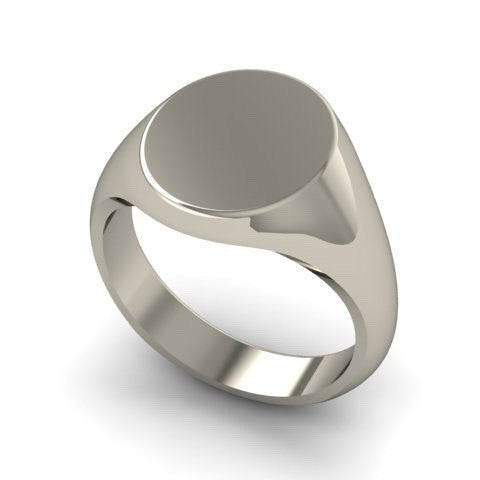 Classic Oval 16mm x 13mm - 18 Carat White Gold Signet Ring