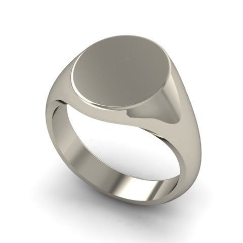 Classic Oval 14mm x 12mm - 9 Carat White Gold Signet Ring