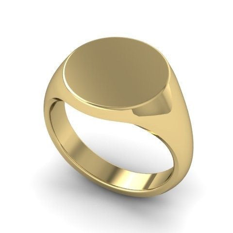3 Initials Engraved  13mm Round  -  9 Carat Yellow Gold Signet Ring