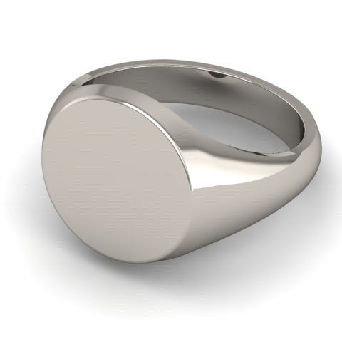 Round 11mm -  9 Carat White Gold Signet Ring