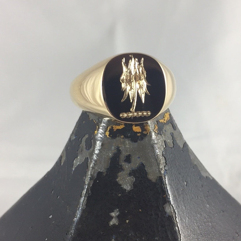Your Design Signet Ring  12mm x 11mm Cushion  -  18 Carat Yellow Gold Signet Ring