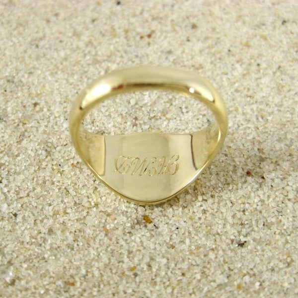 1 Initial Engraved  11mm x 9mm  -  9 Carat Yellow Gold Signet Ring
