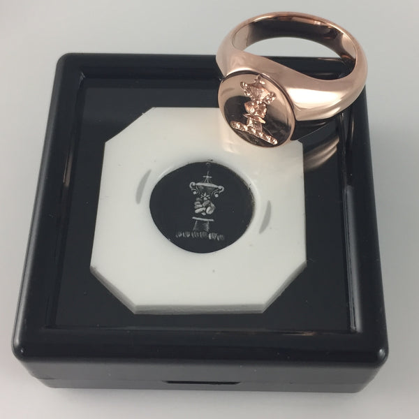 Family Crest Seal Engraved 11mm x 9mm  -  9 Carat Rose Gold Signet Ring