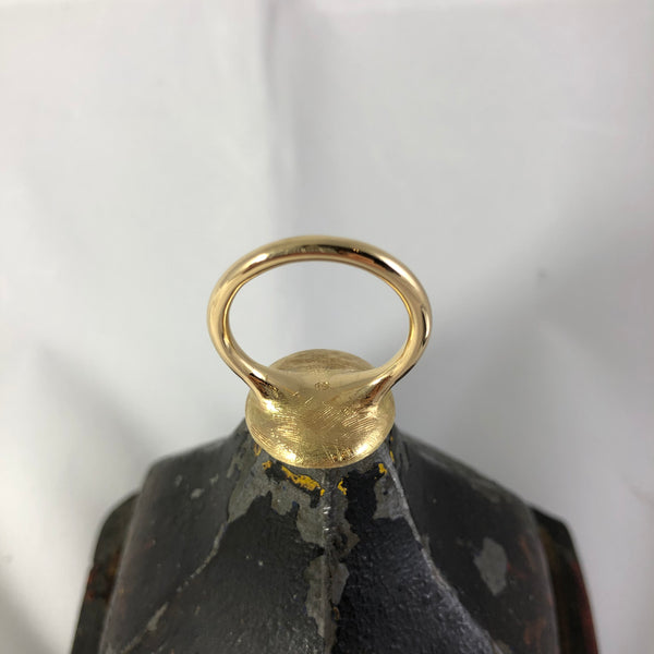 Round Matte Finish Diamond  18mm Round  -  18 Carat Yellow Gold Signet Ring