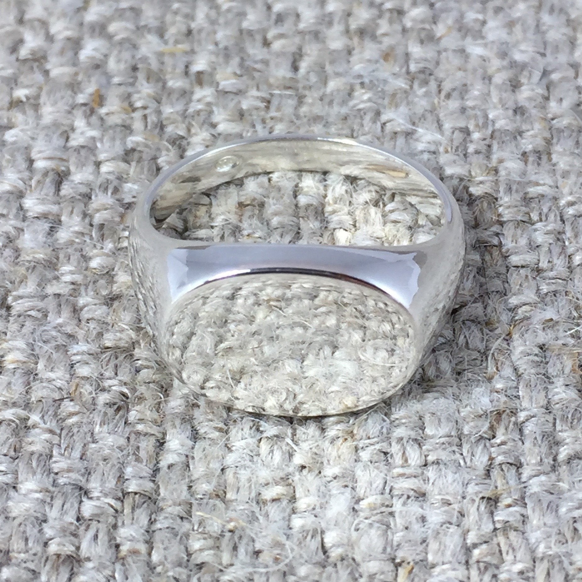Oblong 15mm x 11mm  -  9 Carat White Gold Signet Ring